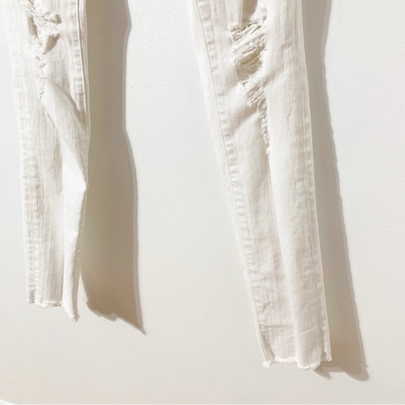 Frame Denim Blanc Jefferson Le High Skinny Distress White 🤍 Denim Jeans Holes - Picture 7 of 13